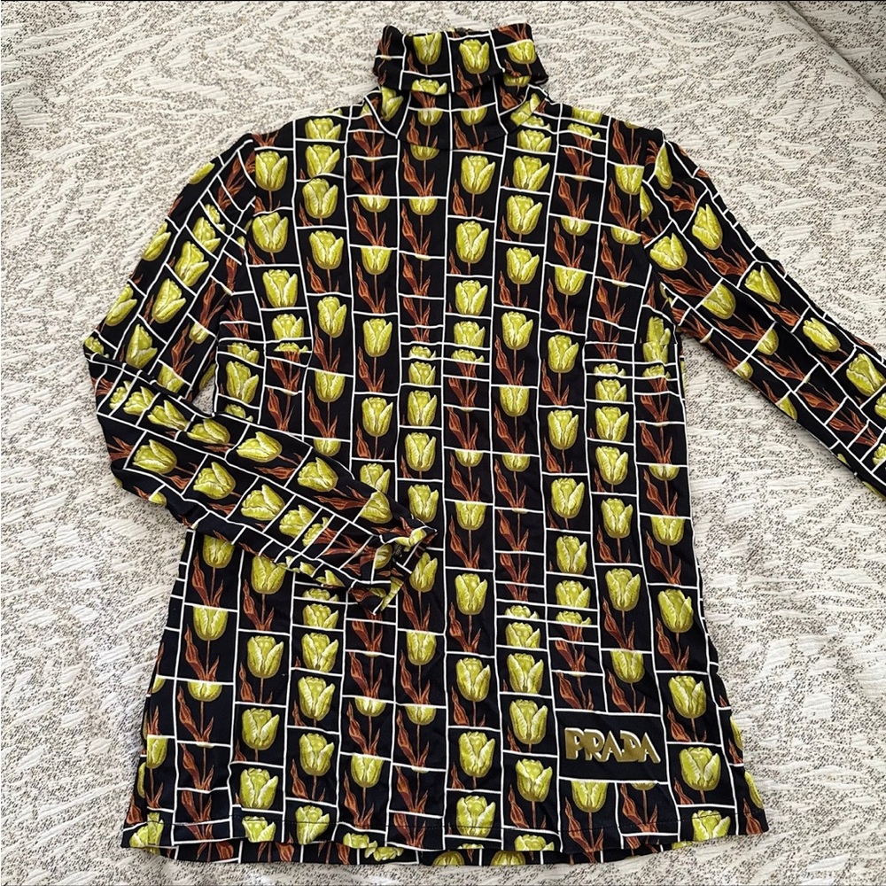 Prada roll-neck printed shirt XS